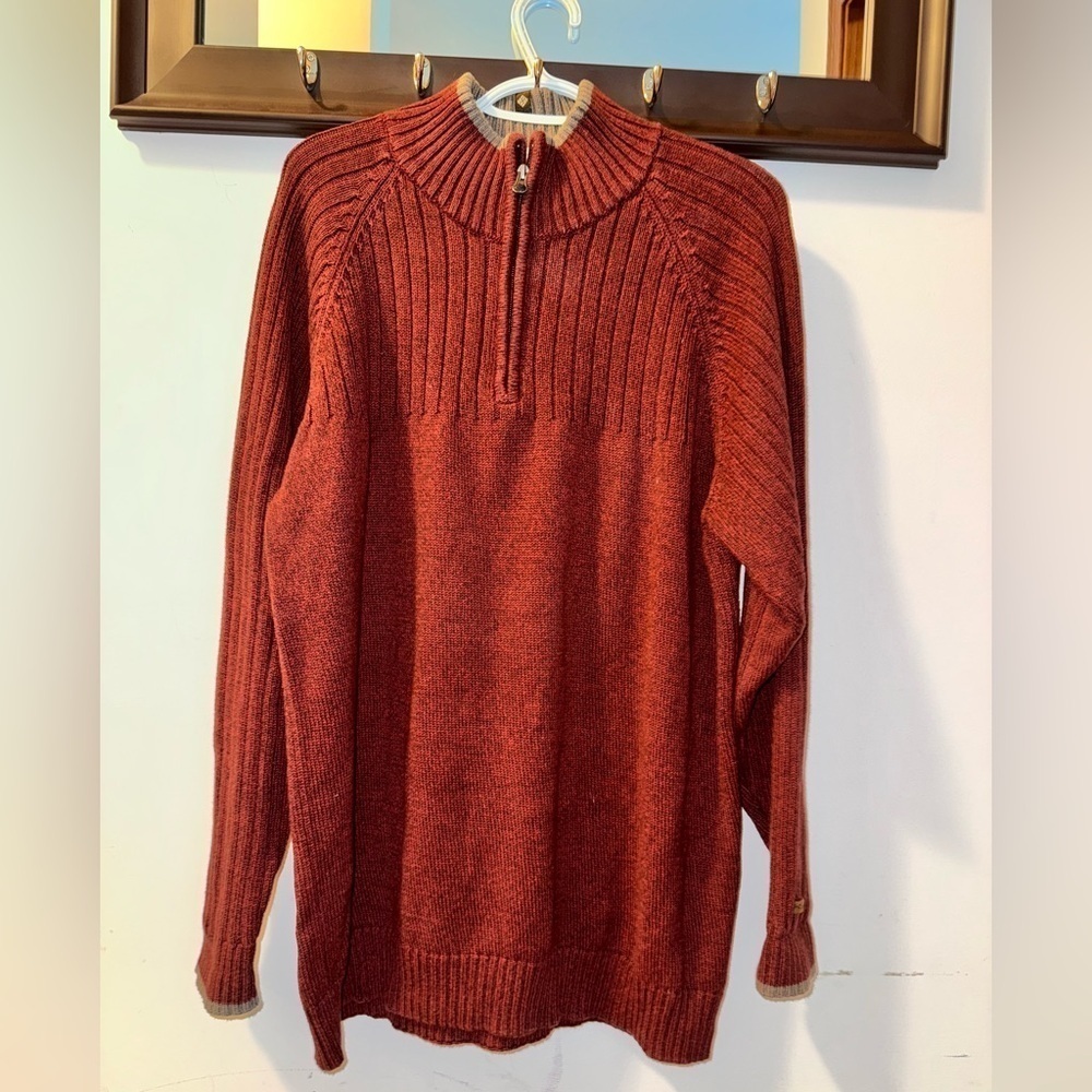 Columbia Men's Sweater Burgundy High Neck 1/4 Zip Pullover Long Sleeve Size XL